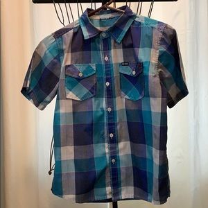 Zoo York boys blue checked button down shirt
